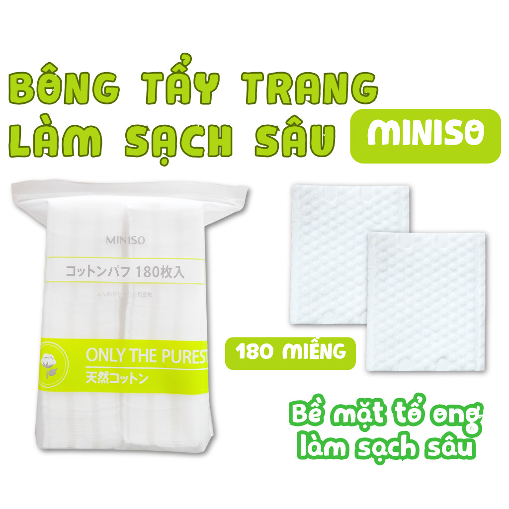 Bông Tẩy Trang Miniso Nhật Bản 180 Miếng Siêu Mềm Mại, Siêu Dai, Miniso 180 Miếng, Bông Tẩy Trang Làm Sạch Sâu | BigBuy360 - bigbuy360.vn
