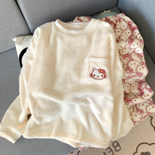 Bộ Đồ Ngủ Nữ Thu Đông San Hô Lông Cừu Dài Tay Hoạt Hình Phù Hợp Với Mùa Đông Flannel Lông Cừu Cực Dày Ấm Áp Quần Áo Nhà