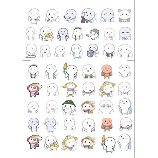 50 Sticker Thỏ bảy màu hoạt hình dẽ thương, miếng dán sticker trang trí sổ tay, máy tính, điện thoại