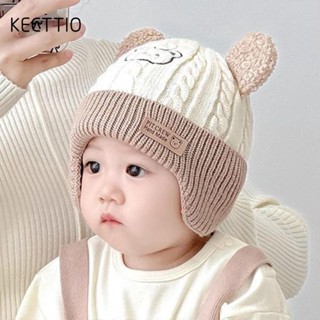 Mũ bịt tai dệt kim KECTTIO, Mũ ấm áp chống gió mùa đông, Trẻ mới biết đi Gấu dễ thương Bonnet Beanie cho bé