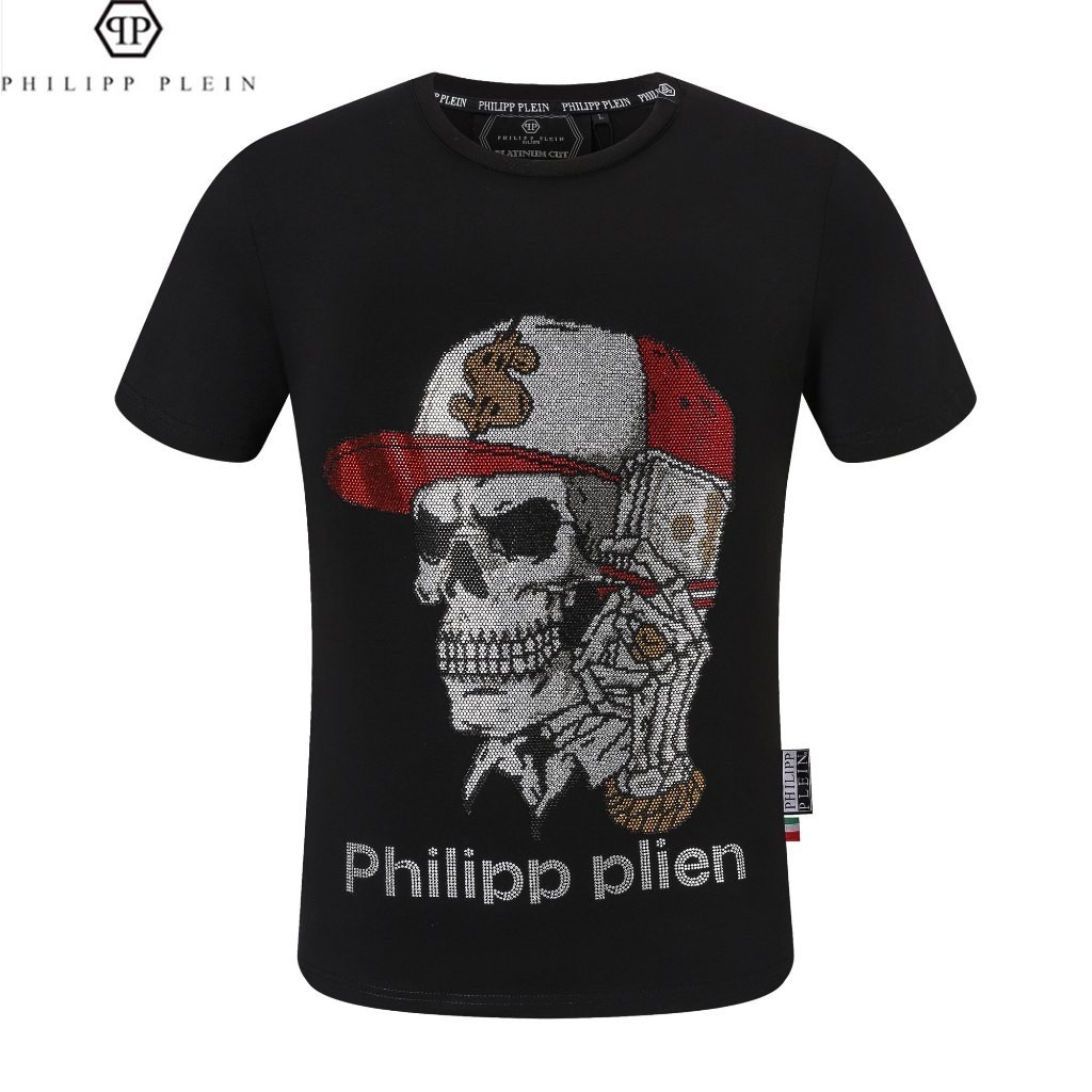 (Sản xuất tại Quảng Châu, Trung Quốc) Chất lượng cao Mùa hè Phong Cách Mới Nam Top PHILIPP PLEIN Sli