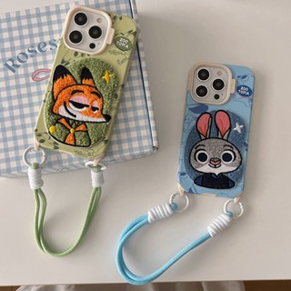 Ốp Điện Thoại Cho iPhone 17 16 15 Pro Max 14 13 12P 11 Zootropolis Hoạt Hình Judy Thỏ Nick Thêu Trang Trí Mềm Chống Trầy Xước Vỏ Điện Thoại Di Động Có Dây Đeo Vỏ Bảo Vệ Chống Sốc 