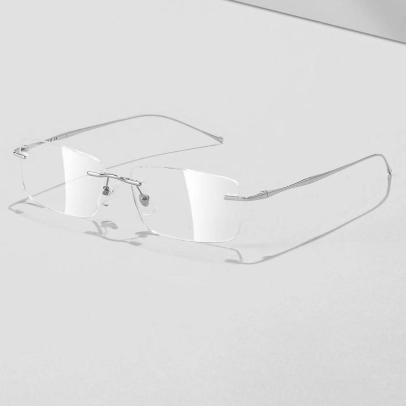 0632Ultra-light Frameless Half Titanium Myopia Glasses Blue Light Blocking Prescription Glasses for 