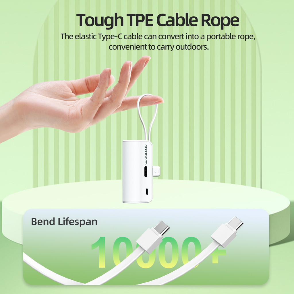 GOOJODOQ 4000mAh Mini Power Bank Sạc di động Type-C và phích cắm cho điện thoại/đồng hồ/tai nghe | BigBuy360 - bigbuy360.vn