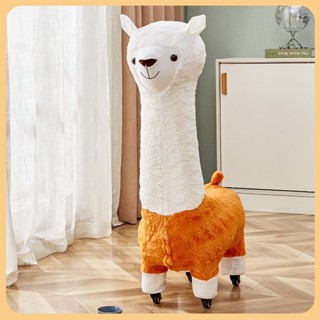  Ghế lạc đà Alpaca siêu cấp đáng yêu  Ghế con thú lông cừu khung gỗ có bánh xe đồ chơi thú nhồi bông cho bé 