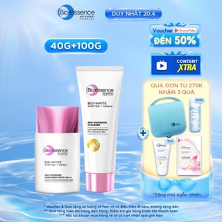 Bộ đôi Sữa rửa mặt & Kem chống nắng nâng tông SPF50+ PA+++ phù hợp da dầu Bio essence Bio-White Pro Whitening