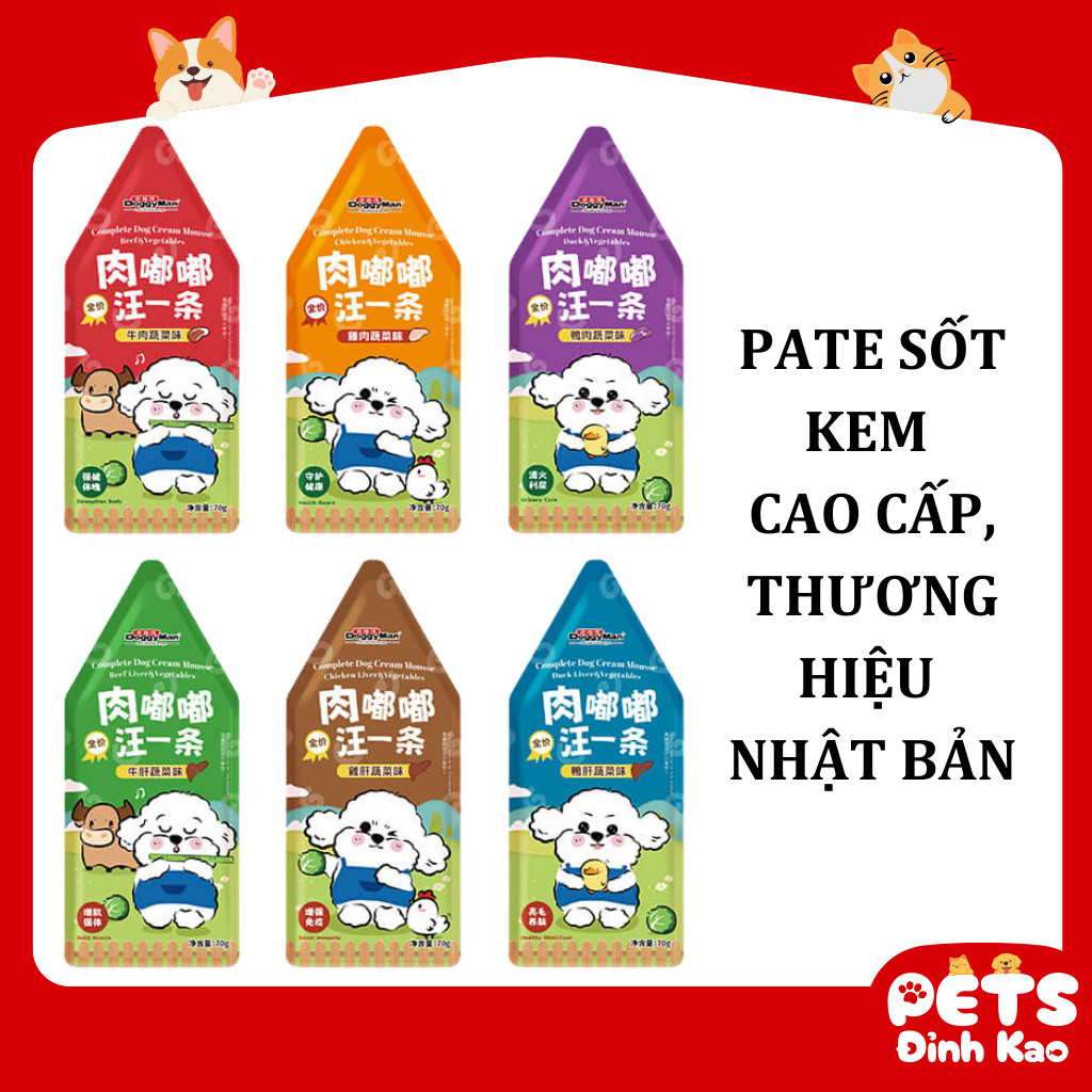 Pate Dinh Dưỡng Cho Chó DoggyMan - Pate Sốt Kem Cao Cấp Thương Hiệu Nhật Bản Gói 70g