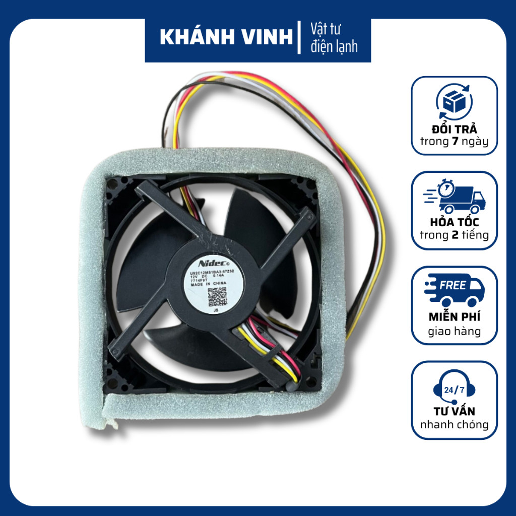 Quạt tủ lạnh Aqua 3 cánh đen 9x9 4 dây, quạt tản nhiệt tủ lạnh Aqua 9x9 [Khánh Vinh]