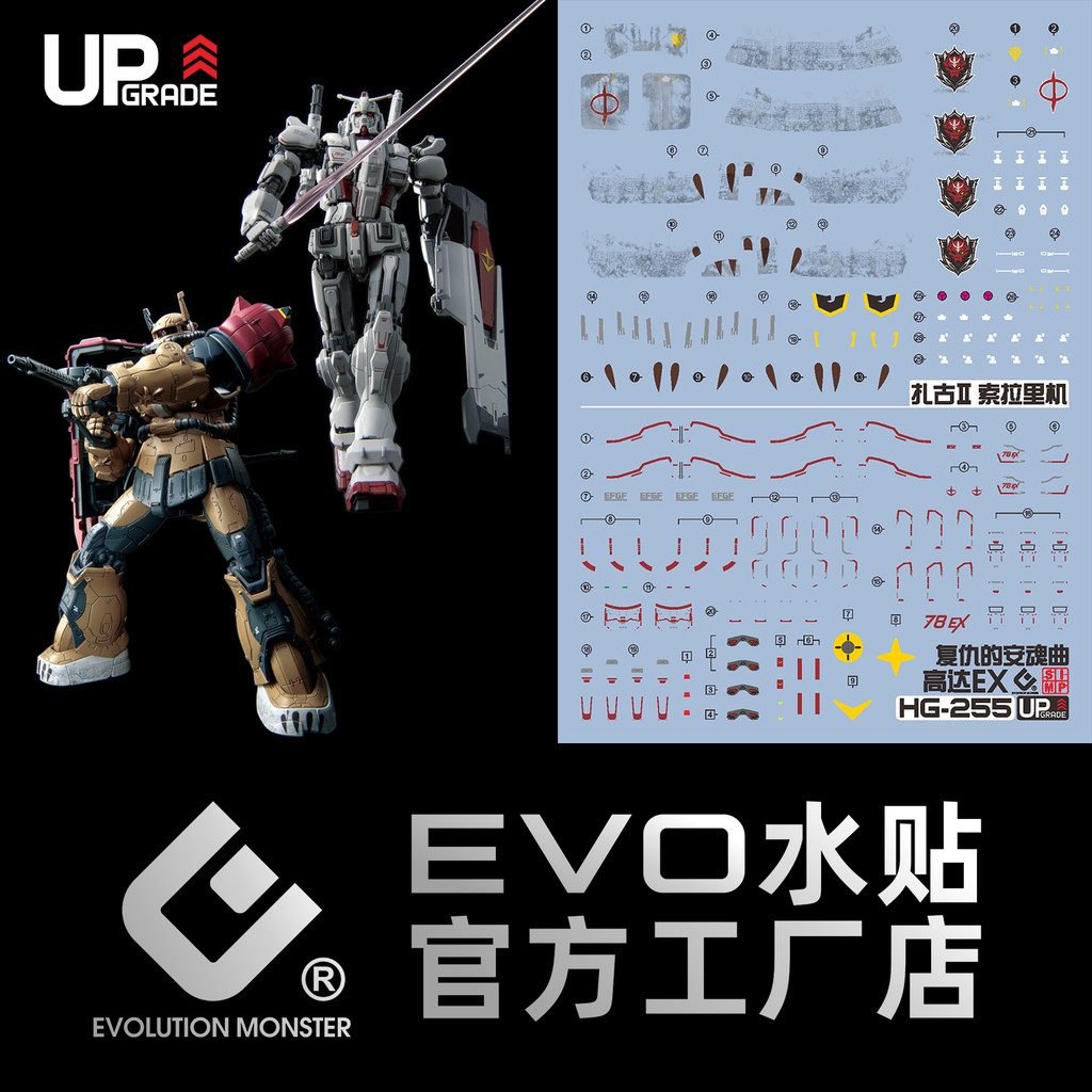 EVO HG 1 / 144 Requiem for Vengeance MS-06F Zaku 2 F Type Solari (RFV) / RX-78 EX (RFV) Decal Trượt 