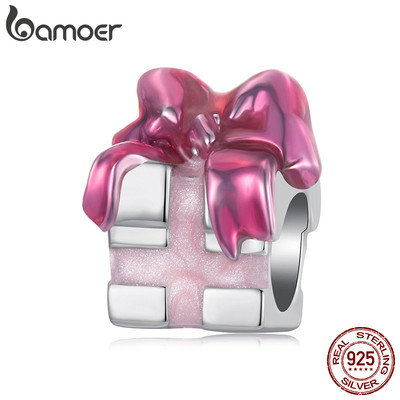 Bamoer 925 Sterling Sliver Charm Nơ Hộp Quà Tặng Mặt Dây Chuyền Trang Sức Cho Vòng Tay