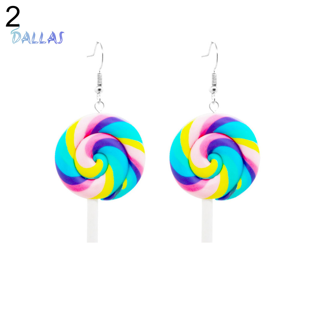 DALLS _ Fashion Rainbow Lollipop Candy Dangle Hook Bông tai Trang sức nữ