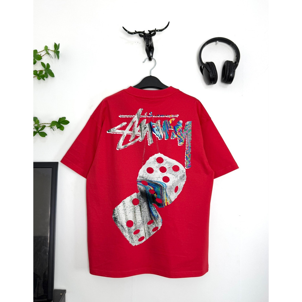 [Ảnh thật] Áo thun cotton dáng rộng phiên bản xúc xắc Stussy-trellises sgxs-3xl