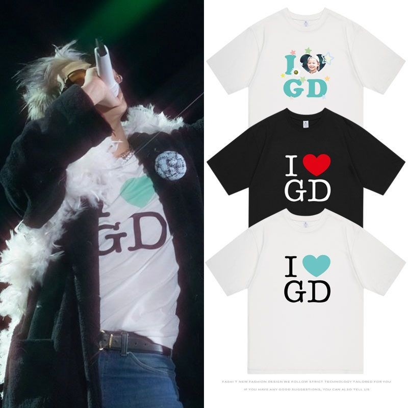 Kpop G-Dragon 2025 GD World Tour Ubermensch Cổ Tròn Cotton T Tay Ngắn Hip Hop Top Nam / Nữ Cặp Đôi Á