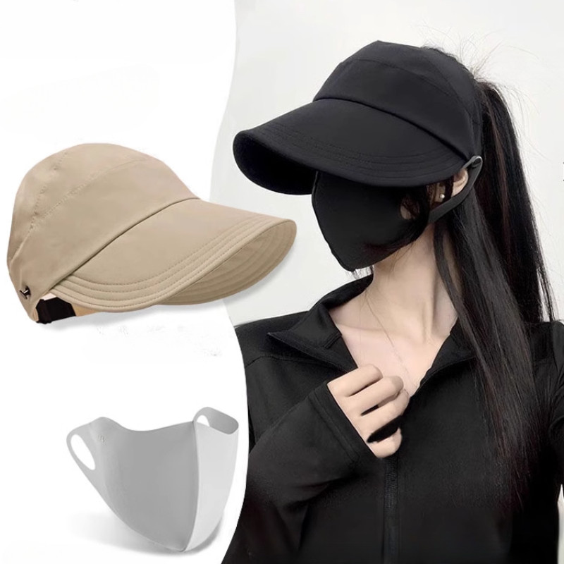 2025 mới che nắng nữ mũ chống nắng chống tia cực tím chống nắng lưỡi vịt xô mũ giữa không khí hàng đầu khoe mặt vành nhỏ