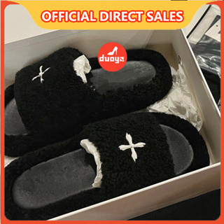 Dép Lông Xù Quai Chéo Đế Dày Bằng Dày Dặn Phong Cách Wu Xuanyi 2022 Thời Trang Xuân Thu Cho Nữ