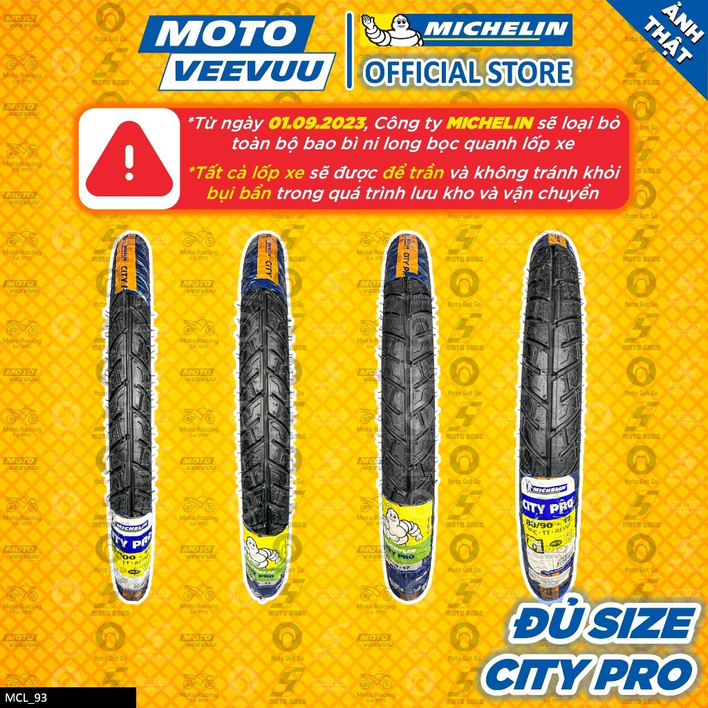 [MTVV] Vỏ lốp xe máy MICHELIN City Pro xài ruột 50 60 70 80 90 100 17 TT<END>