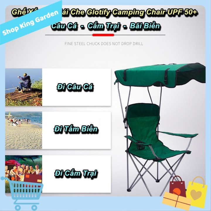 [HCM] - Ghế Câu Cá Xếp Gọn Có Mái Che Glotify Camping Chair UPF 50+ (Fishing, Beach, Camping) - King