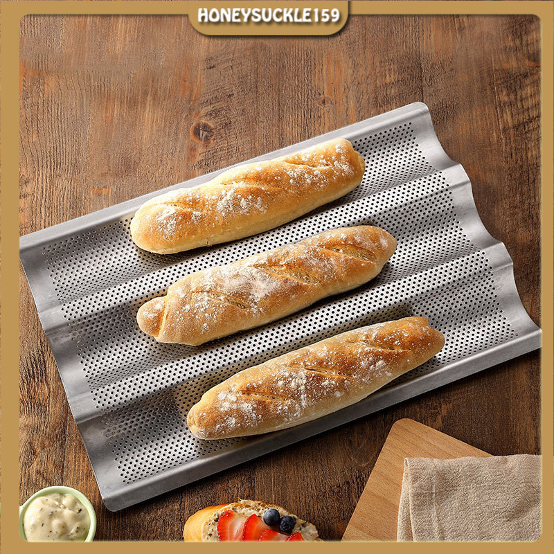 Khay Sóng Nướng Bánh Mì,Khuôn nướng bánh Baguette 2/3/4 rãnh lượn Sóng chống dính làm Bánh mì Pháp