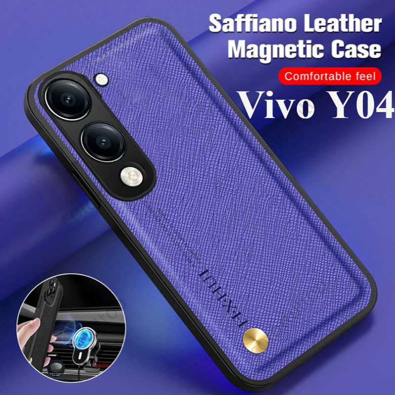 Y04 Vivo Ốp Điện Thoại Vivo Cho Vivo Y04 Y 04 VivoY04 4G 5G 2025 Sang Trọng Chữ Thập Da Mềm Họa Tiết