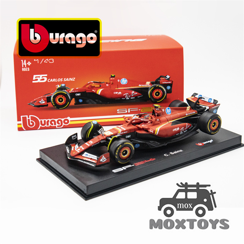 Bburago 1: 43 SF-24 Có Mũ Bảo Hiểm #55 Xe đua Carlos Sainz- Dull Red 24 24 Std Diecast