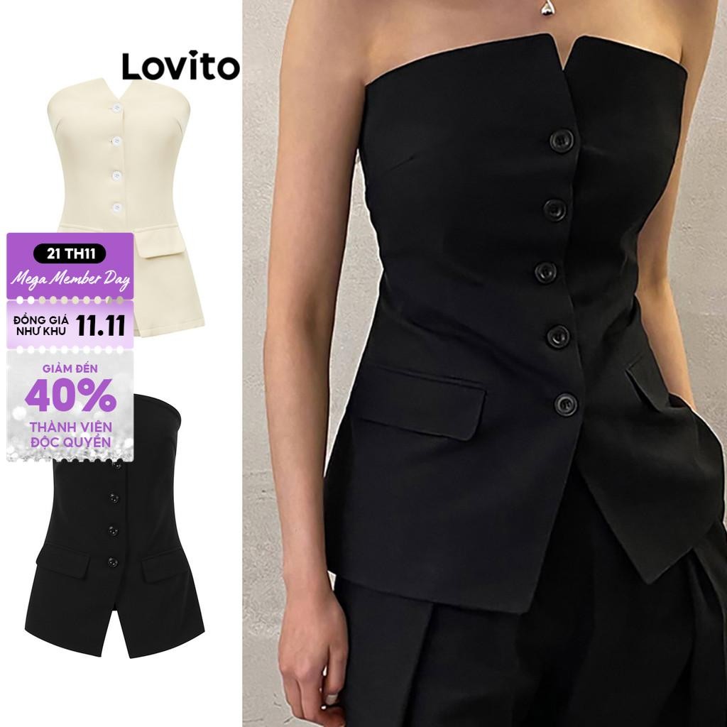 Lovito Áo ba lỗ trơn có nút thông thường dành cho nữ LNL39074 (Nhiều màu)