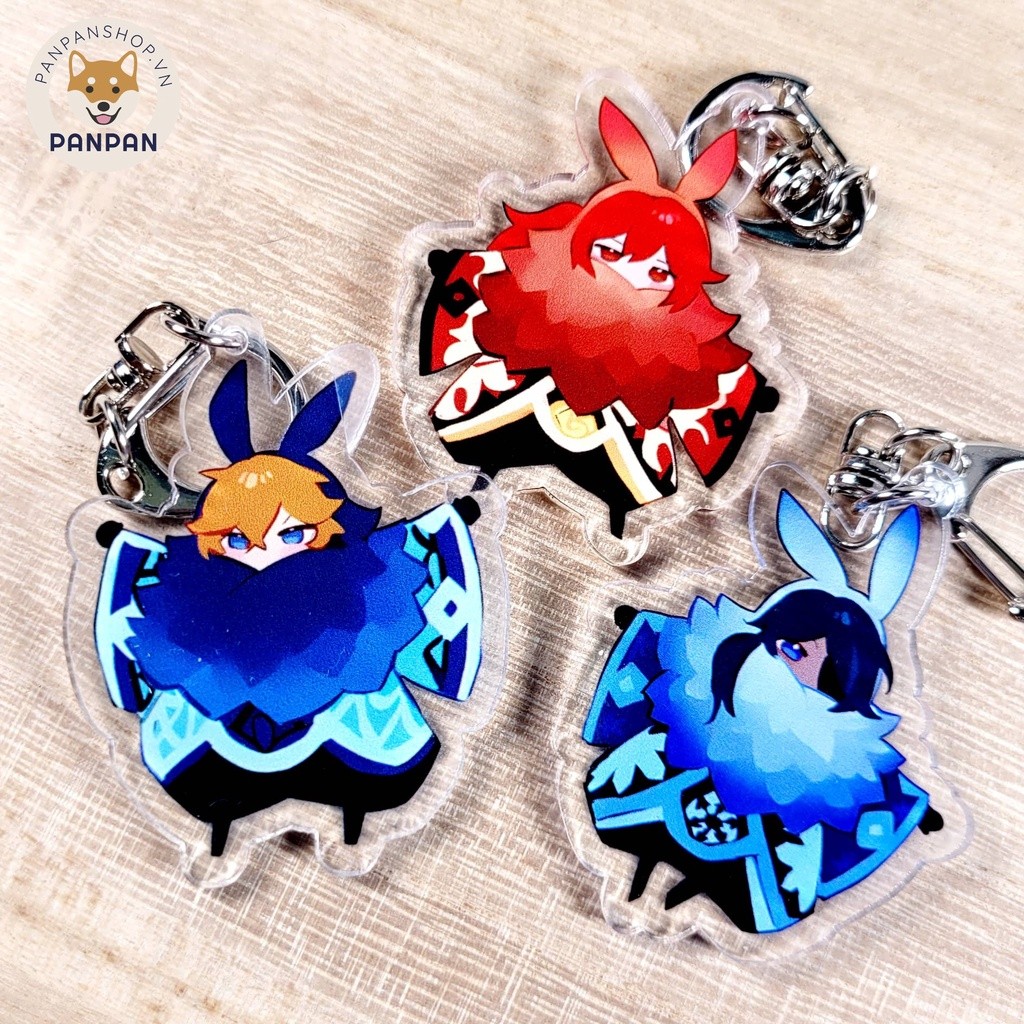 Móc khóa Genshin Impact GANG GANG WOO / Mage cosplay (5.5cm) Childe, Kaeya, Diluc, Raiden, Kazuha, X