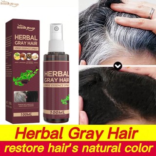  Herbal gray hair Xịt đen tóc Herbal,tinh chất linh chi đen tóc serum phủ bạc làm đen tóc an toàn 100ml 