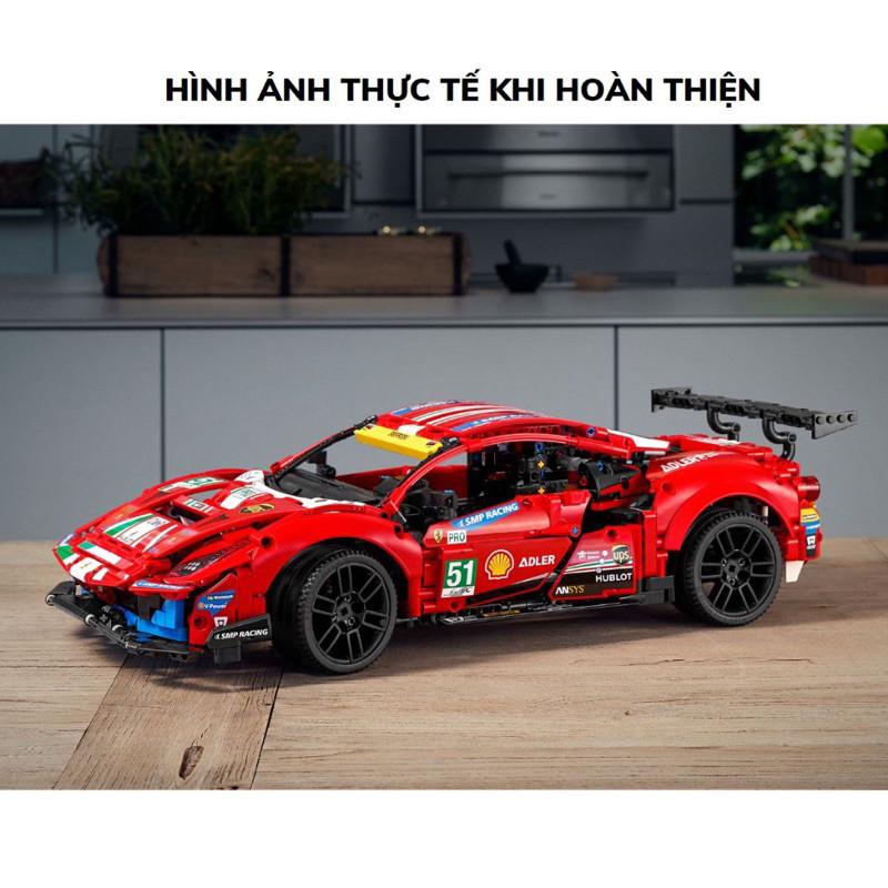 [CÓ SẴN] Mô hình lắp ráp siêu xe Ferrari 488 GTE tỉ lệ 1:10 (1677+ chi tiết) fullbox siêu đẹp và cuố