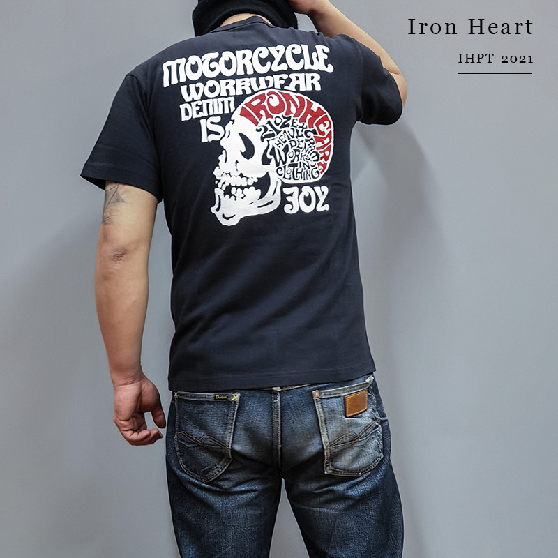Iron HEART IRON HEART In LOGO Bốn Màu Phong Cách Mùa Hè Slim Áo Thun Cotton Tay Ngắn