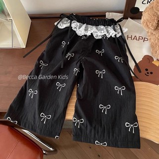  Phong cách mỏng!~ ~ Phiên Bản Hàn Quốc Bé Gái Nơ In Hình Mỏng Quần Rời Mùa Hè Ngọt Ngào Phong Cách Thoáng Mát Ren Phong Cách Phương Tây Trung Nhỏ Trẻ Em Quần Ống Rộng 