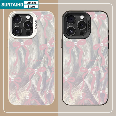 Vỏ Thẩm Mỹ Suntaiho Duyên Dáng Họa Tiết Nơ Màu Hồng Ốp lưng iPhone 11 12 13 14 15 16 Pro Max IP TPU Silicone IDM Cứng Cao Cấp Chống Sốc Ốp Lưng