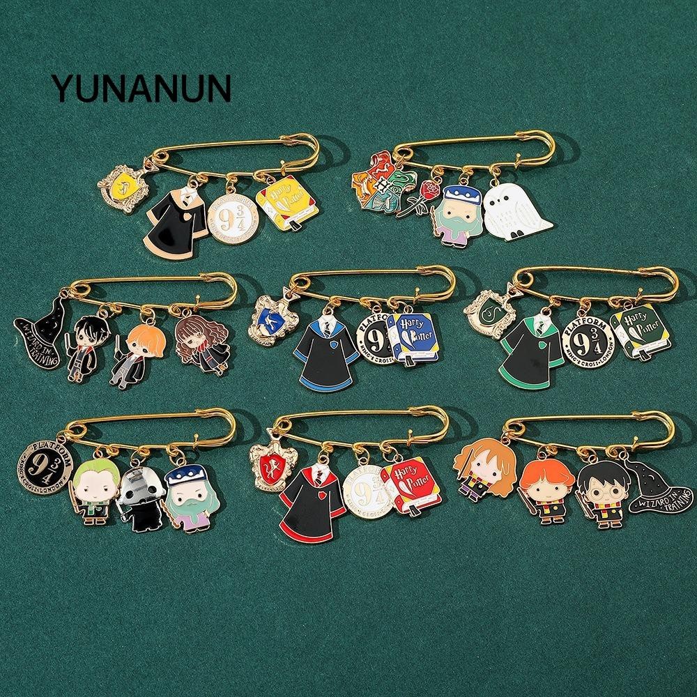 Yunaun Lapel Pin, Magical World Series Men Pins, Tinh Tế Hogwarts Kim Loại Trang Trí Quần Áo Cổ Huy 