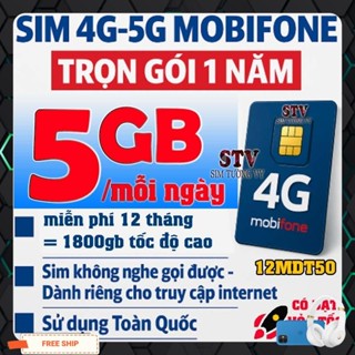 Sim 4G 1 năm 12mdt50 (5gb/ ngày ) và 12mdt150 (500gb/ tháng ) , mua 1 lần sử dụng nguyên năm