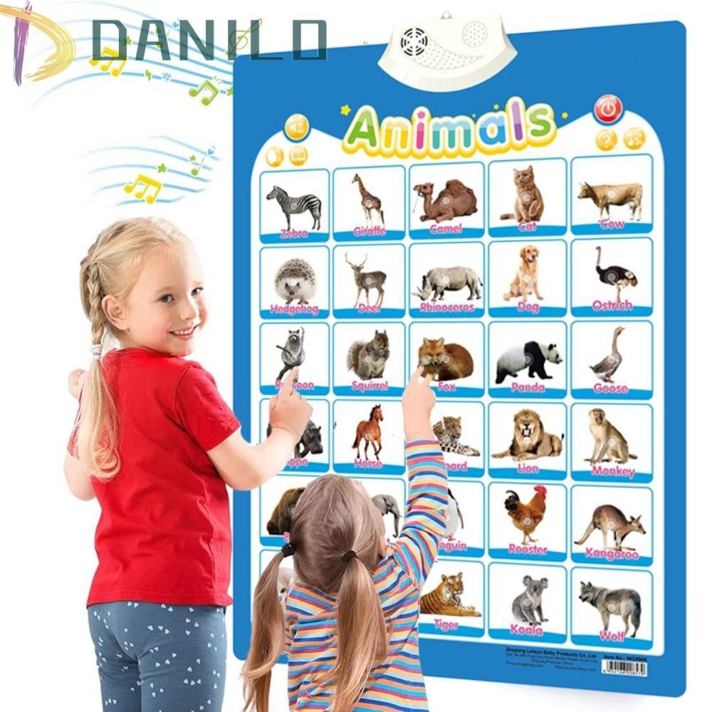 DANILO1 Kids Learning Talking Poster, Sách âm thanh PVC Biểu đồ tường nói tương tác, Số Anima Point 