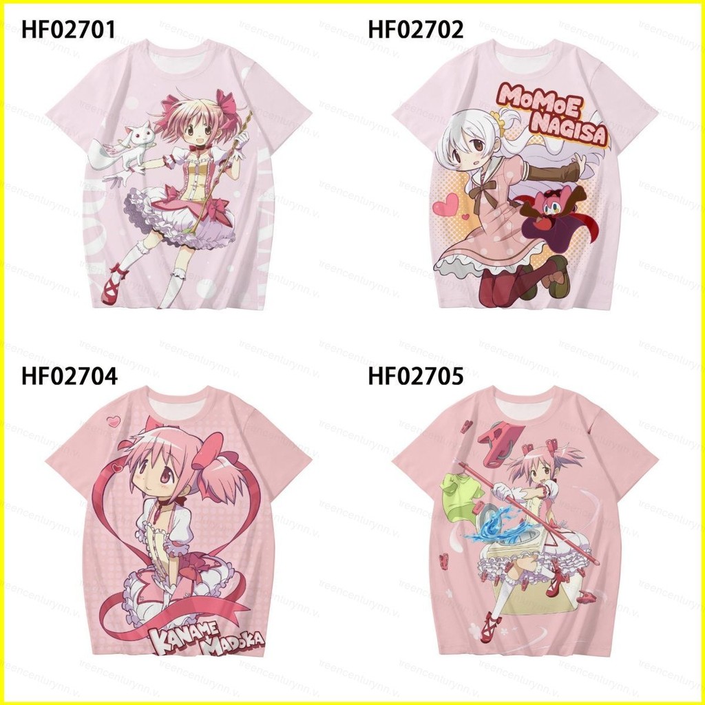 GN Puella Magi Madoka Magica Kaname Madoka Akemi Homura Vải Cosplay 3D Mùa Hè Áo Thun Anime Tay Ngắn