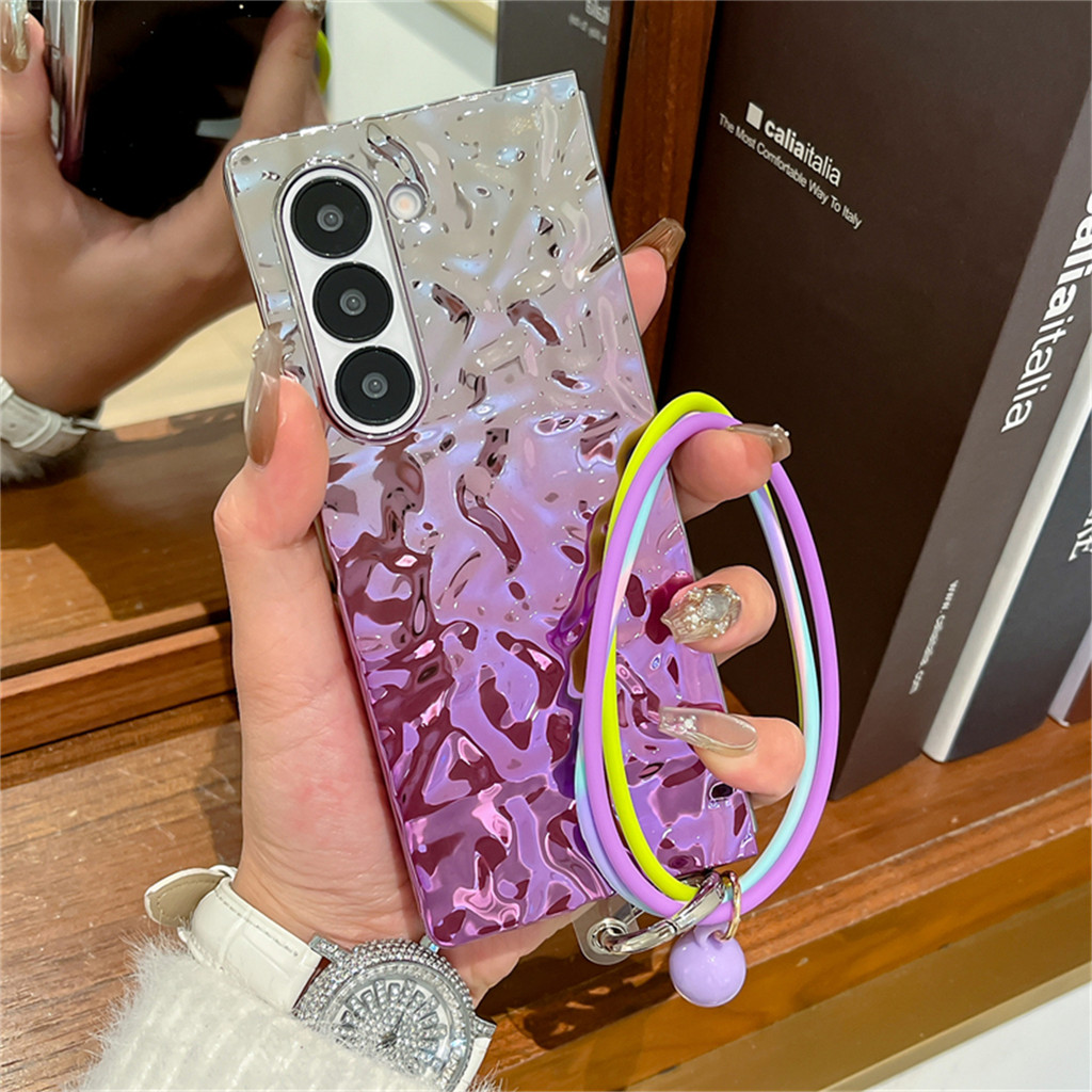 Sang Trọng Màu Bạc Màu Tím Gấp Ốp lưng Vòng Tay Nhiều Màu Sắc Cho Samsung Galaxy Z Fold 6 Z Fold6 Zf