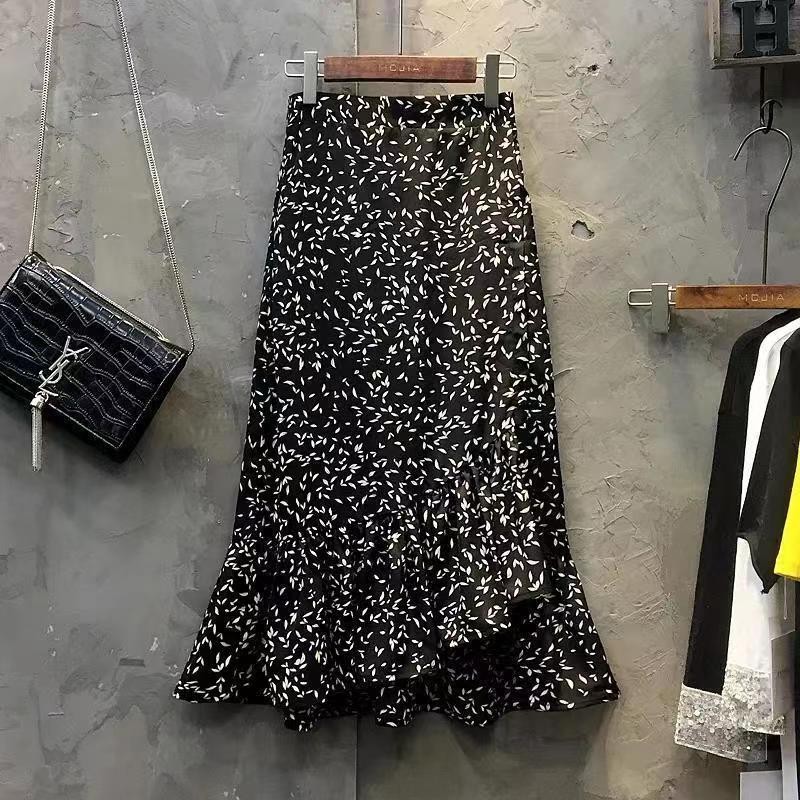 Váy đuôi cá chiffon cao cấp phong cách Hồng Kông, váy nửa thân siêu phổ biến cho phụ nữ mùa hè, váy A-line dài vừa đa năng