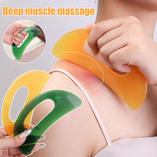 Guasha Board - Để Massage Mặt Cổ Sau - Dụng Cụ Massage Gua Sha - Thớt Nhựa Có Tay Cầm - Làm Sạch gân và Collaterals, Thư Giãn Bấm huyệt