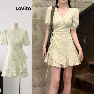 Lovito Casual Ditsy Váy ren bất đối xứng hoa cho nữ LNE52418