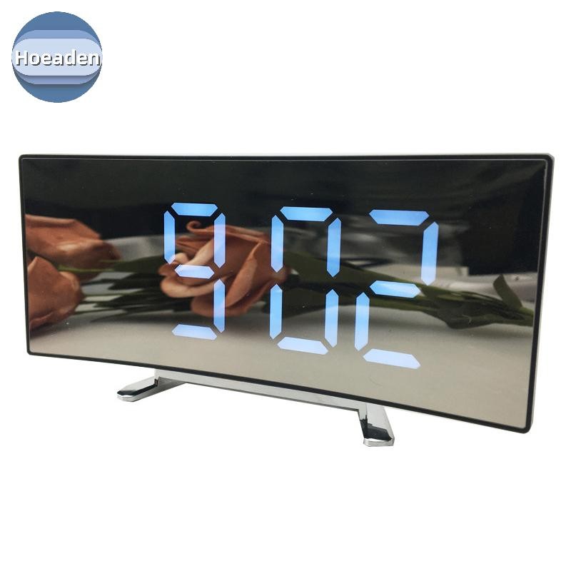 Hoeaden 7 Inch Đồng Hồ Báo Thức Kỹ Thuật Số Cong Có Thể Điều Chỉnh Độ Sáng Led Điện Tử Kỹ Thuật Số Đồng Hồ Để Bàn Số Lớn VN