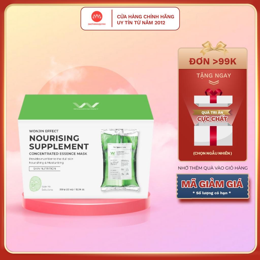 Mặt nạ Wonjin hộp 30 miếng xanh lá - Mask wonjin Effect Nourising Supplement truyền năng lượng 350g