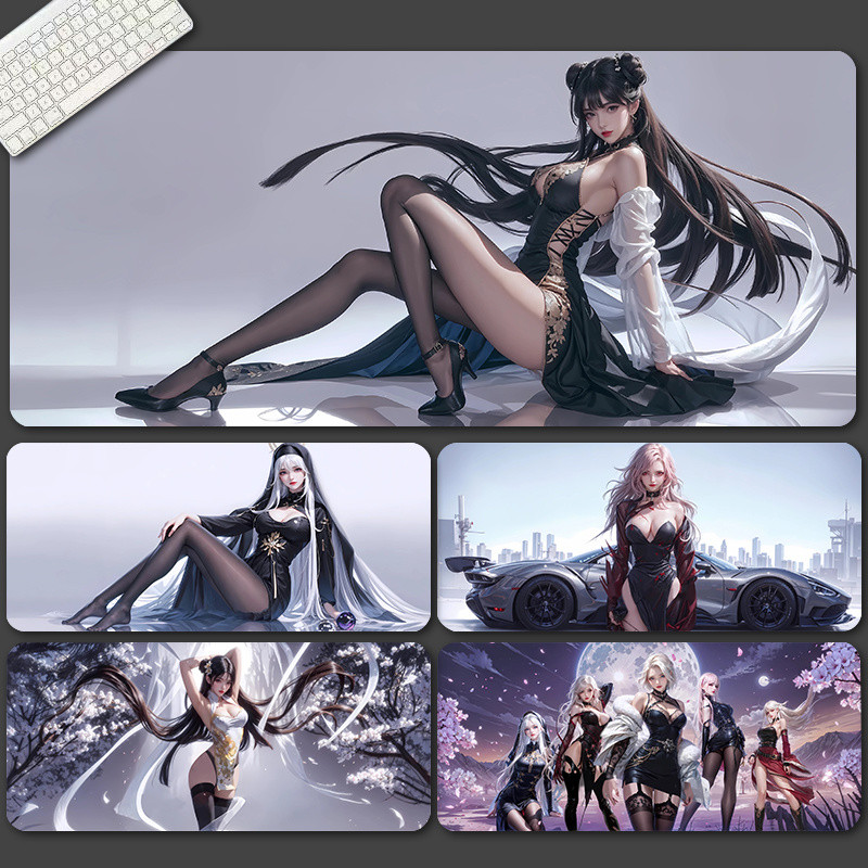 Đế cao lụa đen sexy quá khổ tấm lót chuột Dungeon và chiến binh DNF Bàn phím trò chơi thể thao điện 