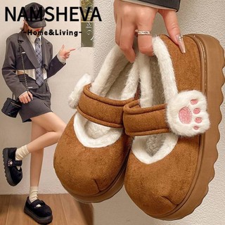 Giày Bốt Tuyết Mùa Đông NAMSHEVA, Giày Cotton Chống Trơn Trượt Ấm Áp, Dép Đi Trong Nhà Móng Vuốt Mèo
