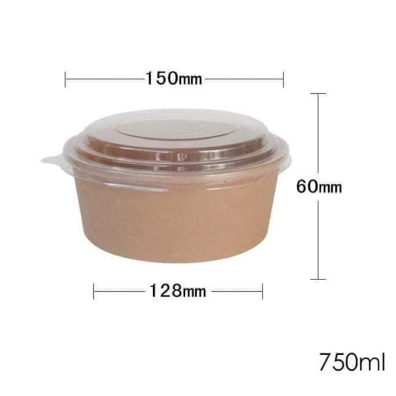 Thùng 300 tô giấy kraft hộp giấy đựng thực phẩm 500ml 500ml 750ml 1000ml kèm nắp>>