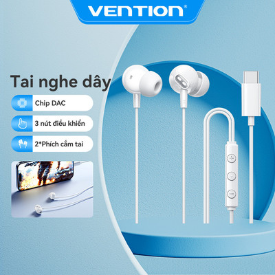 Tai nghe Vention ECHO LITE 3.5mm USB C có mic đàm thoại dây dài 1,2 m cho máy tính bảng Máy tính xách tay Điện thoại Tai nghe có dây cho máy tính bàn PC