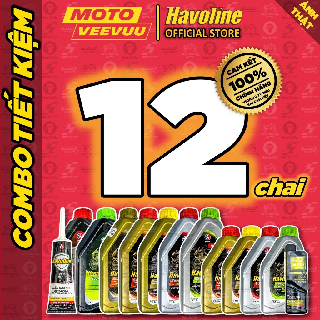 [MTVV] [COMBO 12 CHAI] Dầu nhớt số CALTEX HAVOLINE ĐỦ MÃ 5W40 15W40 20W50 10W40 800ml 1 Lít Xe Số Xe