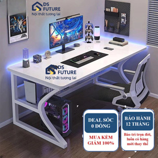 Bàn Học chân chữ K, Bàn Gaming chân sắt sơn tĩnh điện, mặt bàn gỗ MDF bo góc, có kệ lửng nội thất DS