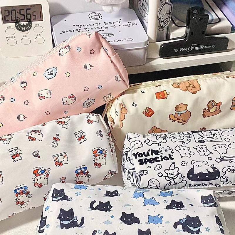 N2hao Sanrio Hello Kitty Hộp Đựng Anime Kawaii Chó Mèo Penbag Dễ Thương Dung Tích Lớn Túi Bảo Quản Hoạt Hình Văn Phòng Phẩm Quà Tặng QZZ