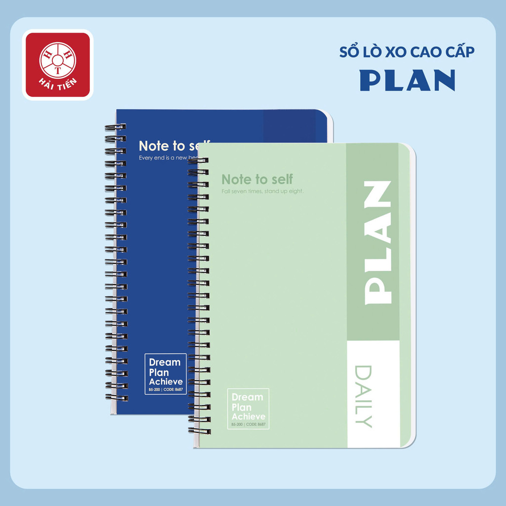 HẢI TIẾN Sổ lò xo bìa bồi Plan - ĐL 80g/m2 (A4,A5,A6,B5)