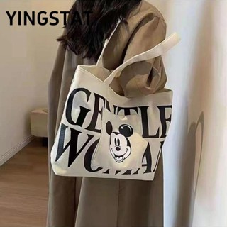 YINGSTAT Túi Tote, Túi Xách Canvas Chữ Cái, Túi Mua Sắm Dung Tích Lớn Thời Trang Đi Chơi